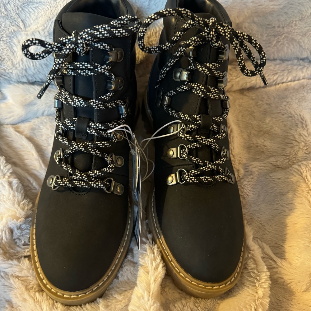 Black Hiking Boots with Patterned Laces